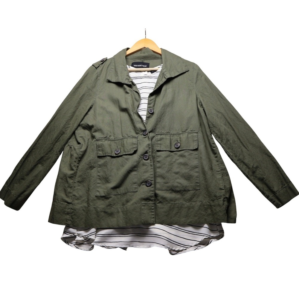 Who What Wear Womens Olive Green Utility Jacket and Striped Tank Set Size L XXL